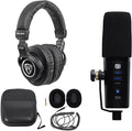 Audiosavings Bundle: Presonus Revelator Dynamic USB-C Microphone for Recording/Streaming/Podcasting Bundle with Rockville PRO-M50 Studio Headphones w/Detachable Coil Cable Case+Ear Pad (2 Items)