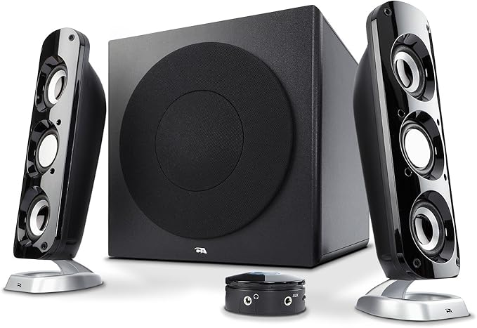 Cyber Acoustics CA-3908 2.1 Multimedia Speaker System with Subwoofer 92 Watts Peak Power Deep Bass Perfect for Music Movies and Games on Desktops Laptops Consoles