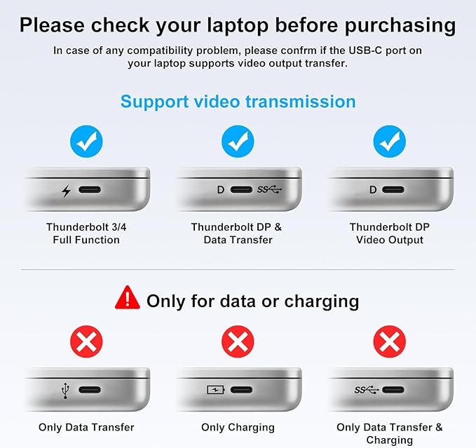 USB C to HDMI + 2 Displayport Adapter 3 Monitors 4K60Hz DP HDMI Splitter 1 in 3 Out for Extended Display with PD 100W Charging Plug &amp Play Compatible with LaptopPCUSB-C Graphics Card