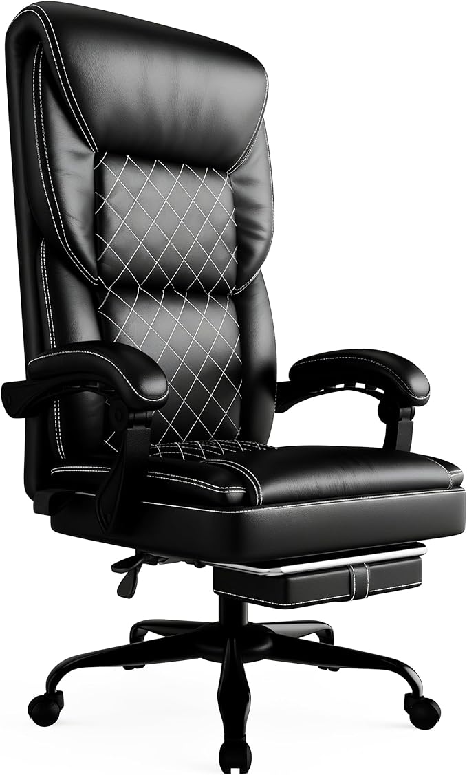Gaming Chair Office Chair with Inflatable Lumbar Support Ergonomic Comfortable Wide Computer Chair with Footrest and Linked Soft Armrests High Back 3D Enveloping Seat Cushion