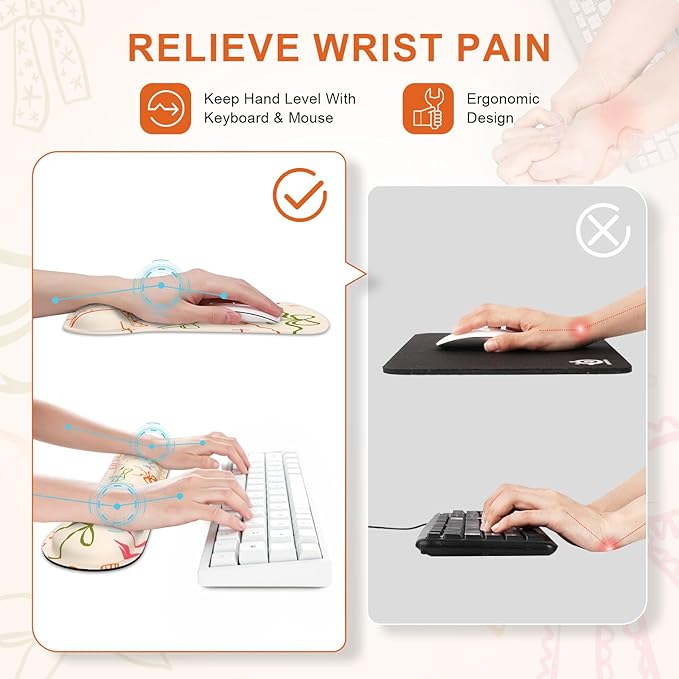 iCasso Ergonomic Mouse Pad Keyboard Wrist Rest Memory Foam Mousepad with Wrist Support XXL Desk Mat Desk Pad