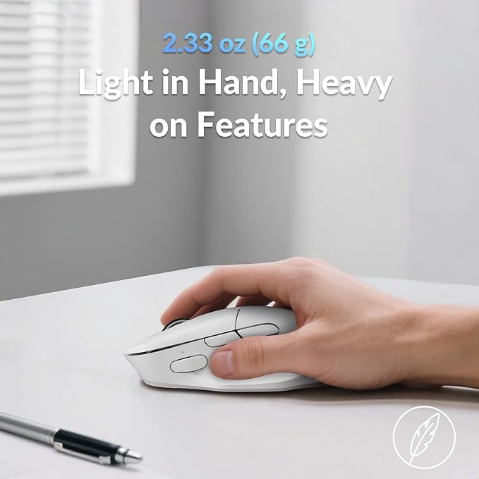 Keychron M7 8K Wireless Mouse 30K DPI Optical Computer Mice 2.4 GHz/Bluetooth/Wired with Macro Button 66g Lightweight Ergonomic Up to 140 Hours Worktime for Laptop macOS/Windows - White