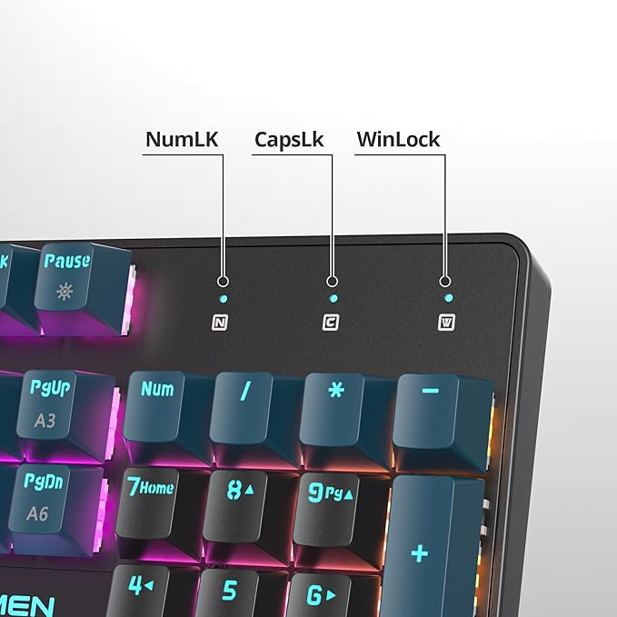 surmen Full Size Creamy Keyboard with Number Pad 104 Keys RGB Wired Mechanical Gaming Keyboard Backlit with PBT Keycaps Linear Red Switch for Laptop Desktop PC Gamers（104 Monster B）