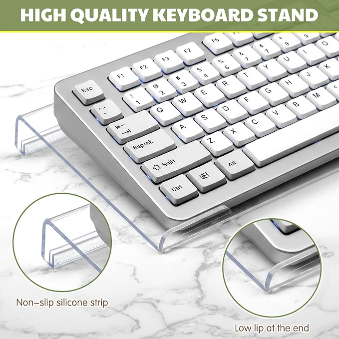 Tilt Computer Keyboard Stand Gel Wrist Rest Support for Ergonomic Keyboard Riser Holder and Clear Mouse Pad with Wrist Support Acrylic Clear Stand for Office Working Home Desk