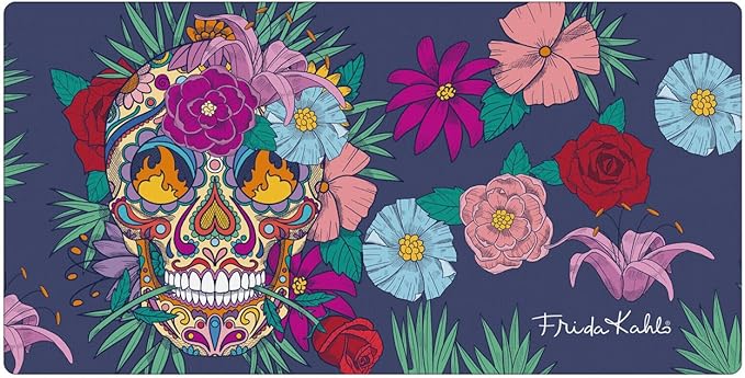 Head Case Designs Officially Licensed Frida Kahlo Skull Floral Art 23.62 x 11.81 x 0.12 inches (600 x 300 mm) - L Gaming Office Desk PC Keyboard Mouse Mat Pad