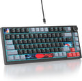 75% TKL Wired Mechanical KeyboardRGB Backlit Gasket Mount 82 Key Hot Swappable Custom Linear Red Switch Gaming Keyboard with Volume Knob &amp PBT Keycaps (82 Dark)