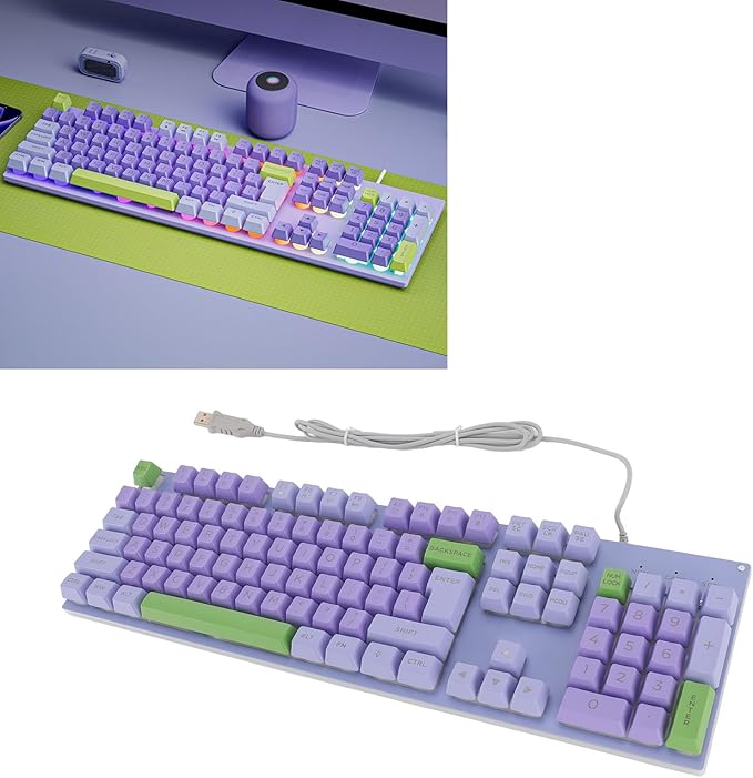 Wired Gaming Keyboard RGB Backlit Large Letter Mechanical Keyboard Keyboard Elevated and Tilted Design Compact 61 Keys Keyboard for PC Laptop Typist Travel (2)