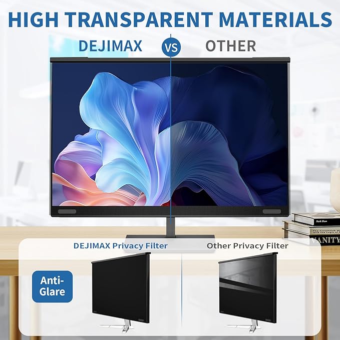 24 Inch Magnetic Privacy Screen for Monitor Ultra-Thin Anti-Spy Computer Monitor Filter with Blue Light Reduction Anti-Glare &amp Easy Installation 16:9 FHD Compatible with 24-Inch Desktop