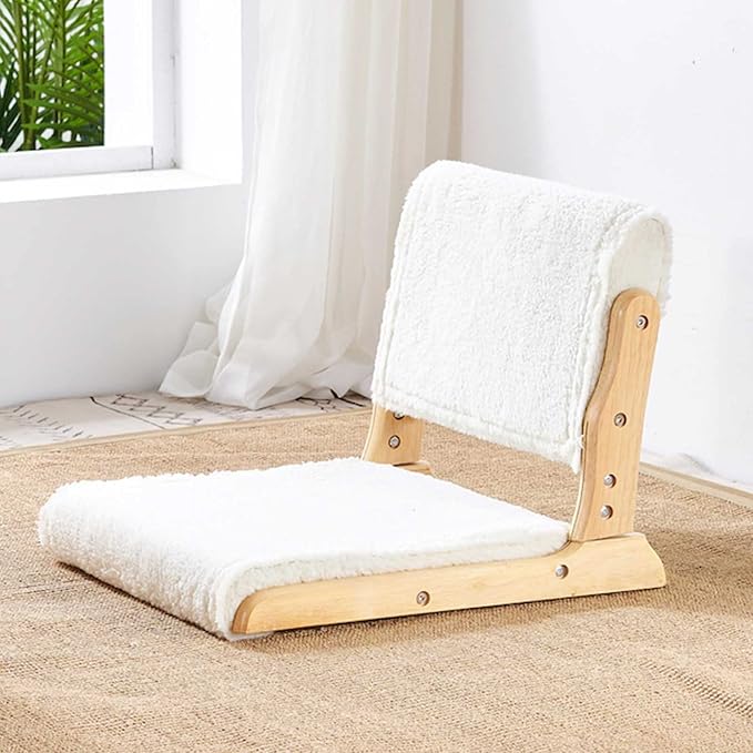 BTZHY Floor Chair Japanese Floor Chair Portable Folding Meditation Floor Chair Legless Lazy Chair Made of Solid Wood with Tatami Floor Chair with Backrest for Meditation