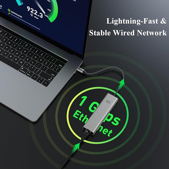 Minthouz 6-in-1 USB C Hub 4K@60Hz HDMI 100W PD Charging 5Gbps USB-C/A Ports 1000Mbps Ethernet Compatible with MacBook Neo M1/M2/M3 Surface HP Lenovo Laptops