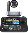Tenveo 4K PTZ Camera and Controller Bundle/Kits- 12X 4K PTZ Camera with HDMI/USB3.0/LAN(PoE) 7-Inch LCD Quad-Screen 4D Joystick NDI PTZ Controller Kit for Church Services Live Streaming Conference