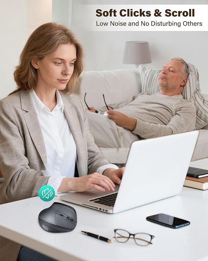 XUANGUI Vertical Ergonomic Quiet Wireless Mouse Rechargeable Bluetooth 5.1/2.4G/USBC Tri-Mode Cordless Computer Mice for Large and Medium Hands Max 4800 DPI Type C Witeless for PC Laptop Mac Tablet