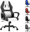 Gaming Chair Office Chairs Ergonomic Design Comfortable Office Chair PU Leather with Mesh Back Gaming Chairs with 360-Degree Swivel Gaming Chairs for Adults PC Chair Max 250LBS White
