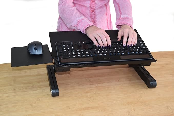 Uncaged Ergonomics WorkEZ Adjustable Computer Keyboard Stand for Desk Keyboard &amp Mouse Riser Ergonomic Portable Stand for Desktop Computer Keypad Riser for Desk
