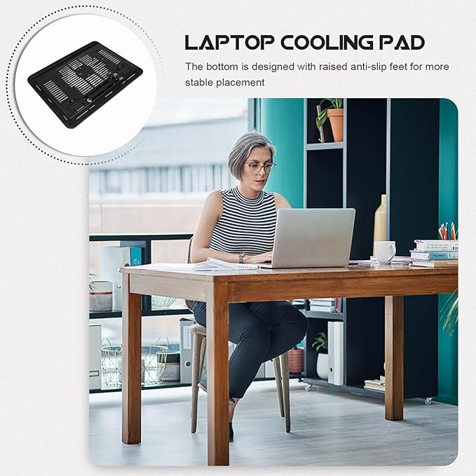 Silent Laptop Cooling Pad with LED Fan Mesh Stand with Anti-Slip Feet Upward Airflow Cooling Mat for Heat Dissipation Compatible Laptop Accessory