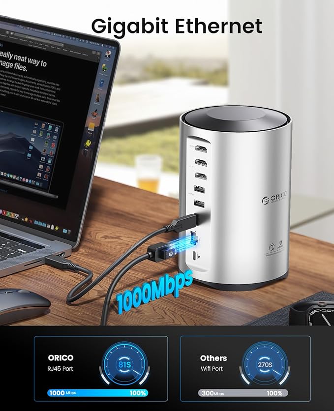 ORICO USB-C Triple Monitor Docking Station with 3 HDMI Ports 15-in-1 USB C Laptop Dock for MacBook Pro M1/M2/Windows 7 USB Ports Ethernet100W PD SD/TF Card Reader 3.5mm Audio (Silver)