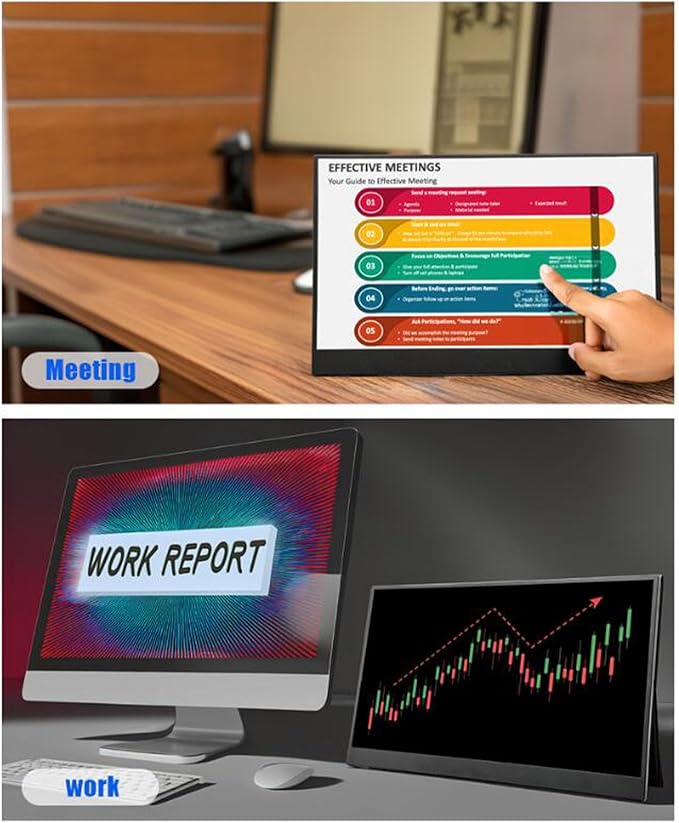 Yoidesu 15.6 Portable Monitor Touchscreen FHD IPS Touch Screen Travel Monitor with Kickstand &amp Speaker USB C External Monitors for Laptop Phone Computer Switch
