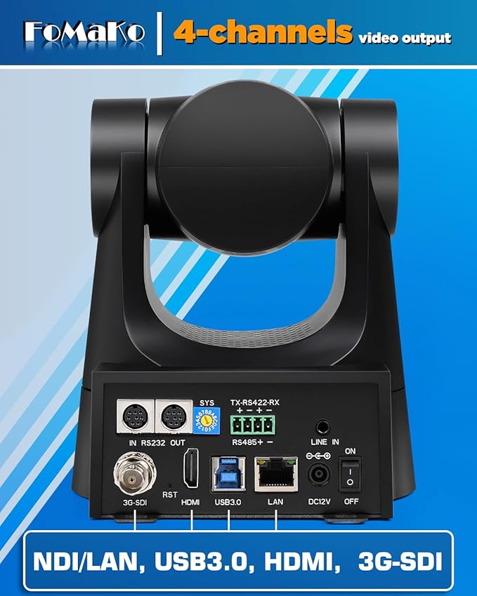 FoMaKo PTZ Camera 20x Optical Zoom AI Auto-Tracking Gen 3 PoE HD 1080PPTZ Camera Controller for Church Worship Live ServicesNDI Upgradeable (PTZ Bundle FMK20SDI+KC608) BH201