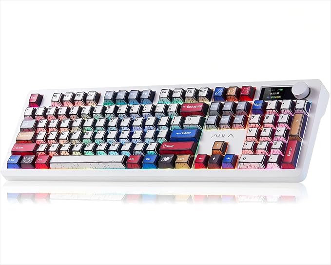 AULA F106 PRO Wireless Mechanical KeyboardFull Size Gaming Keyboard with Hot Swappable Knob &amp ScreenTri-Mode RGB Backlit with 8000mAh for PC/Laptop/Windows - Blaze SwitchComic Mix