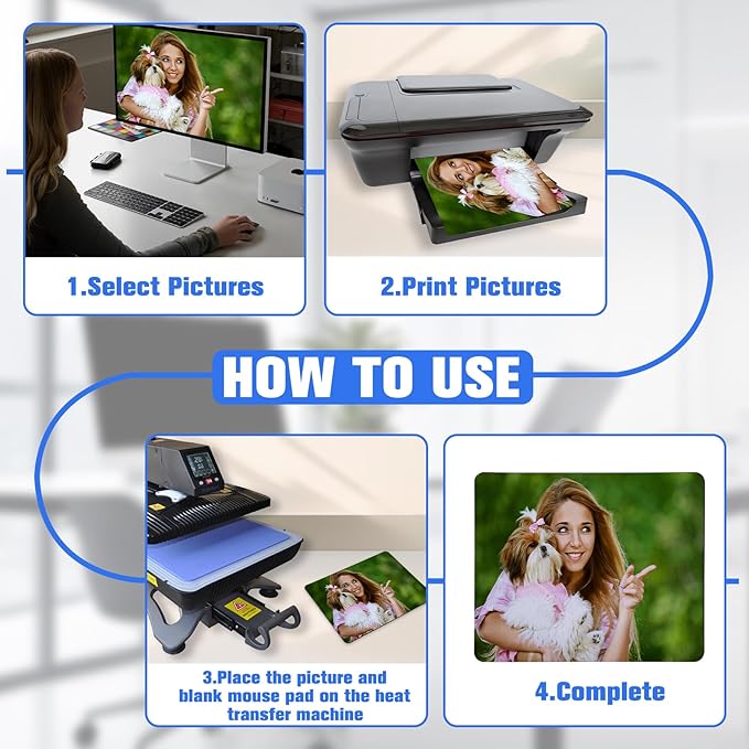 40 Pcs White Mouse Pad for Heat Transfer White Mouse Pads for Transfer Heat Press Printing Crafts DIY Rectangular Mousepad Mouse Pads with Non Slip Rubber Base(22x18x0.3cm)