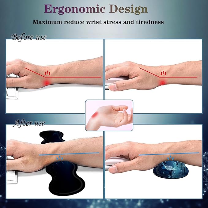4 in 1 Desk Mat SetMouse Pad with Keyboard Wrist RestWave-Shaped DesignNon-Slip Rubber BaseWaterprooffor HomeOfficeGamingCute Dolphin