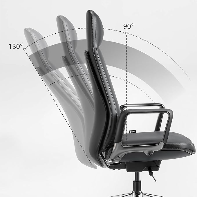 EUREKA ERGONOMIC Alto Leather Desk Chair Silicone Leather Office Chair with Wheels High Back Office Chair Executive Office Chair Comfy for Home &amp Office Black