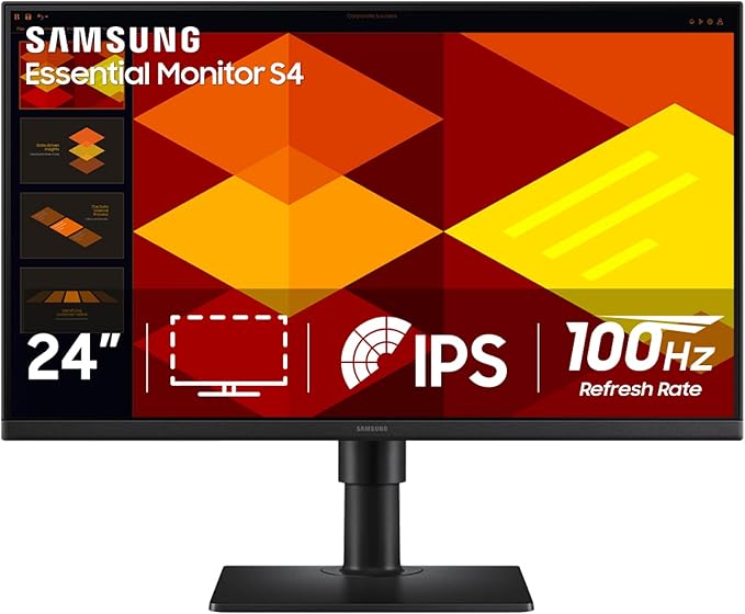 Samsung 24” (S40GD) Borderless Business Monitor with IPS Panel 100Hz Refresh Rate Eye Saver Mode Ergonomic Design Game Picture Mode LS24D408GANXGO