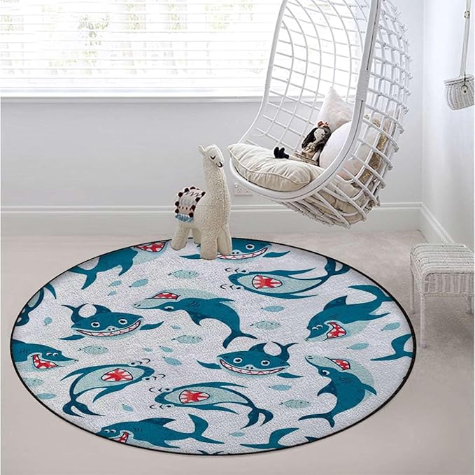 Blue Gaming Chair Mat Office Chair Mat for Carpet and Hardwood Floor Round Rug Floor Protector for Rolling Chair Mix of Colorful Predators Dangerous Nature Diameter 39.4 in