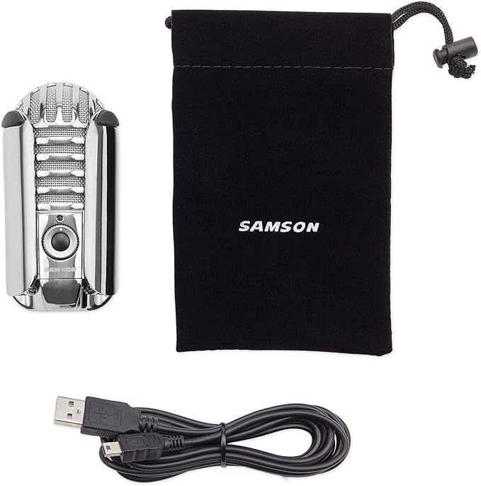 Audiosavings Bundle: Samson Meteor Mic USB Condenser Podcasting Podcast Recording Desktop Microphone Bundle with Rockville PRO-M50 Studio Headphones Coil Cable Case+Extra Ear Pad (2 Items)