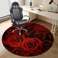 Red Black PU Leather Desk Chair Mat for Hard Floors Roses Bouqet of Affection Premium Floor Protector Mat Desk Rug Wood/Tile Protection Mat for Office Home Dark Red Image Diameter 35.4 in