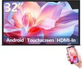 32 Anti-Glare 500Nits Capacitive Touchscreen Industrial Monitor Digital Signage Display for Advertising Reverse Control Laptop Wireless Screen Mirroring Built-in Speakers USB HDMI Ports