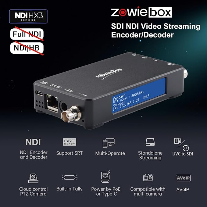 zowietek AI 20X PTZ Camera HDMI SDI USB LAN PoE+ SDI NDI Video Encoder/Decoder