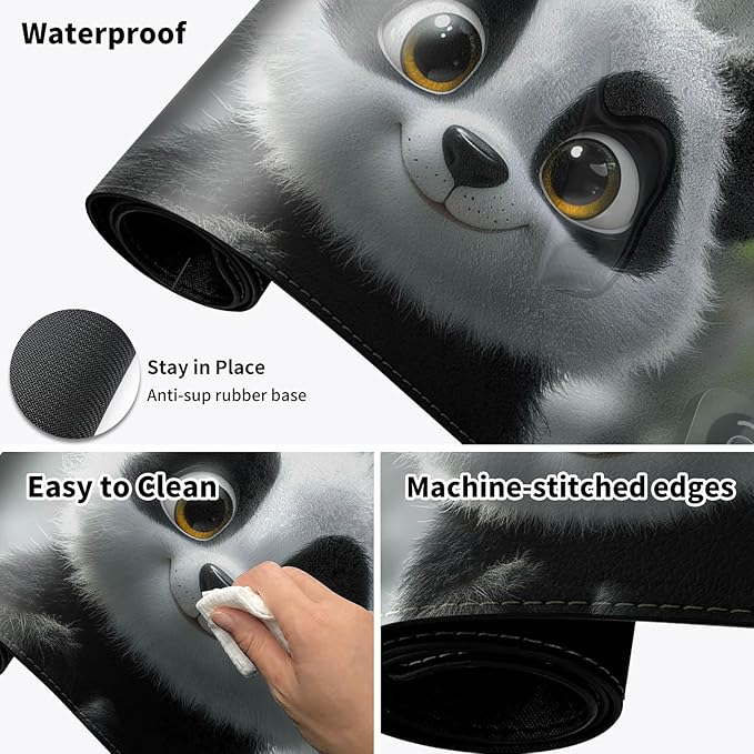 Warm Desk PadHeated Desk PadOffice Mat3 Heating Levels &amp 3 Hours Auto Shut-Off31.5*13 Gaming Mouse Laptop Keyboard Leather Desk MatCute Panda Snow