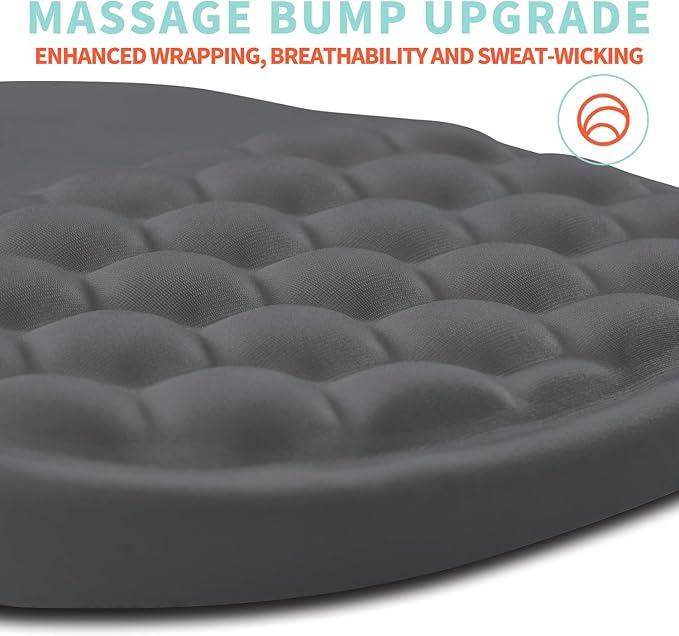 Ergonomic Mouse Pad Wrist Support with Memory Foam Massage Bulge Carpal Tunnel Pain Relief Mousepad Wrist Rest for Mouse(12x8 inch Dark Grey)
