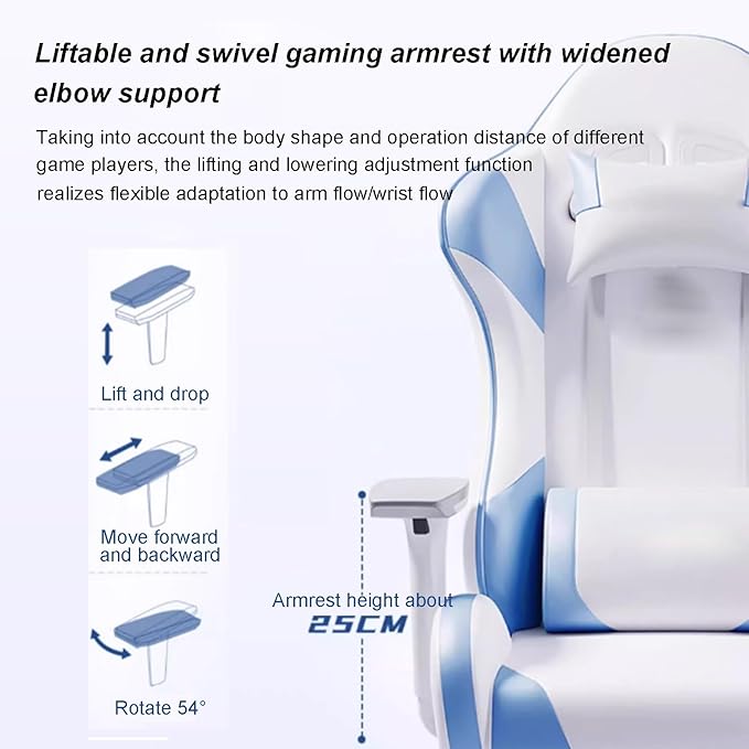 Gaming Chairs for Adults Height Adjustable Office Chair Computer Chair with Footrest for Play Work Study 360°Swivel Seat