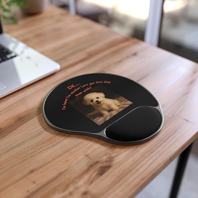 Cute Dog Mouse Pad with Wrist Rest Comfortable Office Decor Gift for Pet Lovers Functional Desk Accessory Puppy Theme
