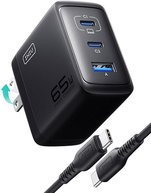 INIU 16FT Link Cable + 3-Port 65W USB C Charger Block