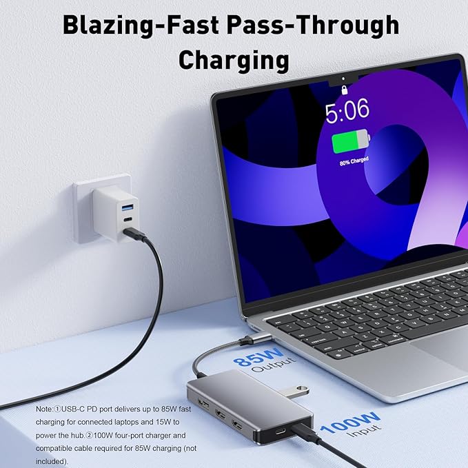 Reborn USB-C Docking Station Dual Monitor Adapter Laptop Docking Station 3 Monitors Triple Display USBC Hub Dongle to 4K60Hz HDMI+DP3 USB3.0100W PDUSB C Data8-in-1 Dock for DellHPLenovoSurface