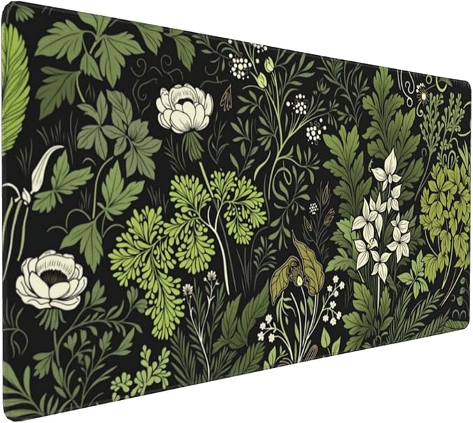 Botanical Garden Floral Mouse PadDesk MatLarge Waterproof Non-Slip Rubber Mousepad with Stitched Edges Office Home Computer Desk Accessories35.4X15.7