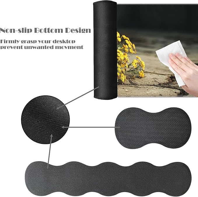Ergonomic Keyboard Wrist Rest &amp Mouse Pad Wrist Rest SetXL Gaming Desk Mat 31.5x 11.8Non-Slip BaseMemory FoamEasy Typing Pain Relief for Office &amp HomeSkull Wildflowers