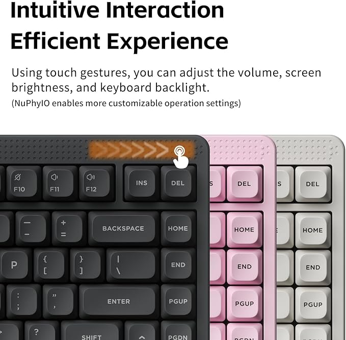 nuphy Node75 Wireless Mechanical Keyboard 75% Hot Swappable Custom Keyboard 82 Keys Computer Gaming Keyboards Supports Touch Gestures PBT Keycaps RGB Backlit Bluetooth/2.4GHz/USB-C