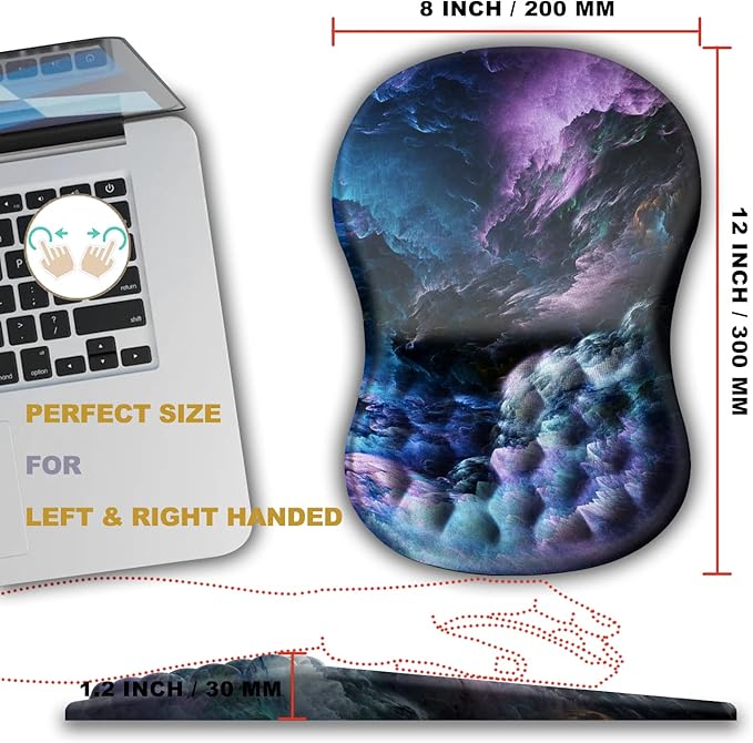 Ergonomic Wrist Rest Support Mouse Pad Massage Design Relief Carpal Tunnel Pain Entire Memory Foam Non-Slip Computer Mouse Pads for Wireless