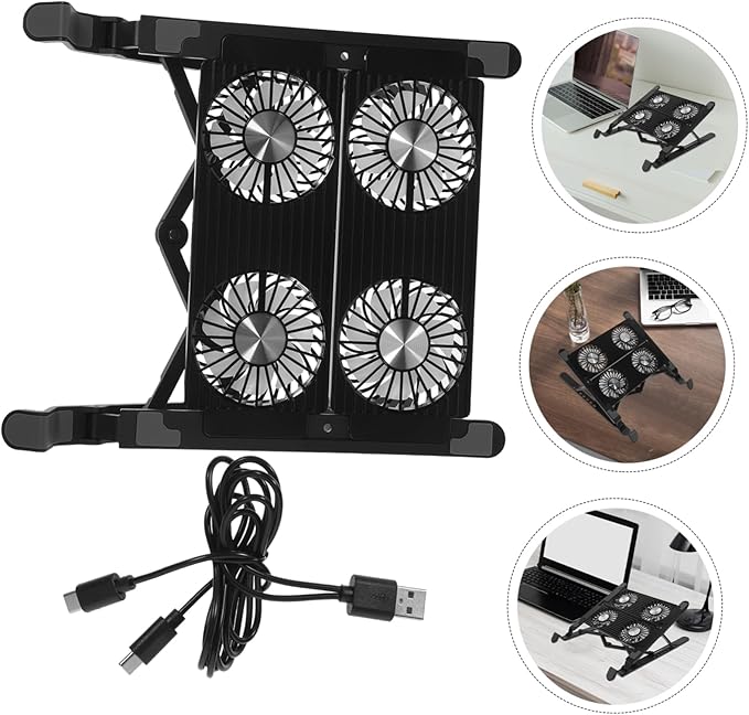1Set Adjustable Laptop Cooling Stand with Upward Blowing Design Portable Notebook Fan for Optimal Heat Dissipation and Ergonomic Comfort for Go Use