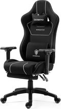 Dowinx Gaming Chair with Massage Lumbar Support Footrest Fabric Computer Gamer Chair with Pocket Spring Cushion Adjustable Comfortable Game Office Chair 300lbs for Adult Teens Black