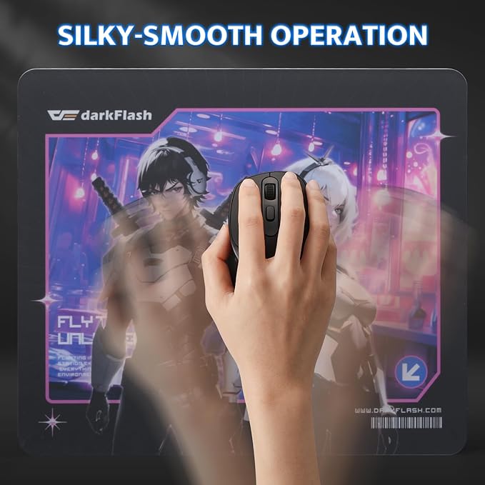darkFlash Glass Mouse Pad 13.8×11.8 Inch Ultra-Smooth Tempered Surface Precision Tracking Anti-Slip Rubber Base Durable Etched Finish Unique IP Ideal for Gaming &amp Work(DMP350)