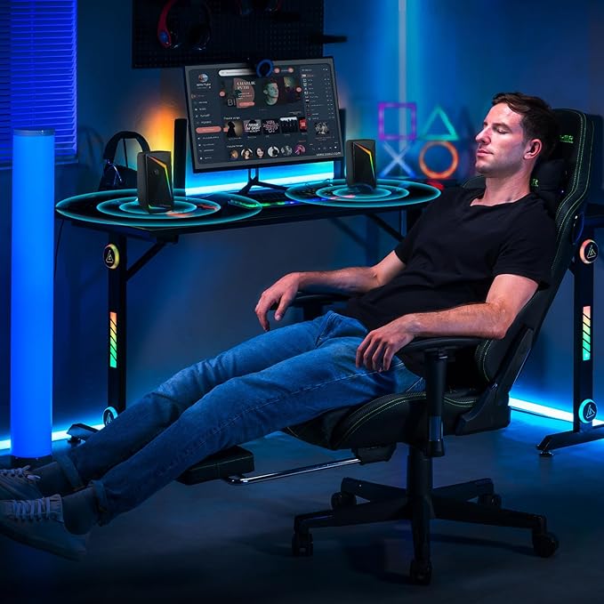 GTPLAYER Computer Speakers USB Powered RGB Gaming Speakers Bluetooth for Desktop PC Laptop Tablets and GT Family Music Gaming Chair