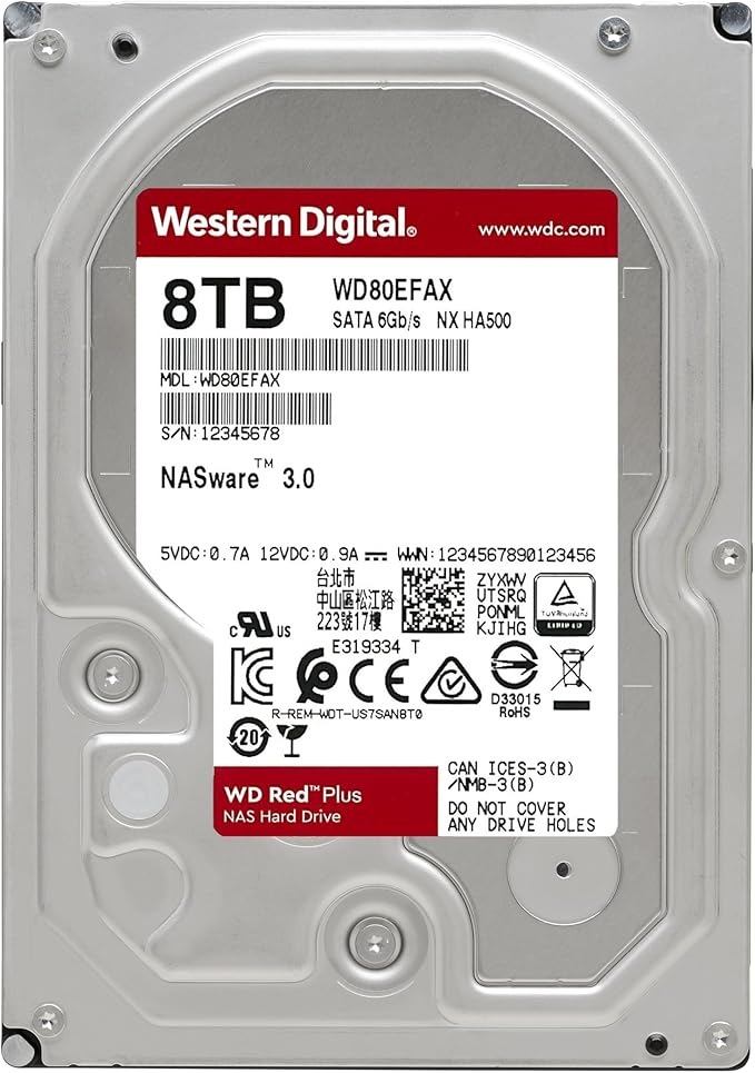 WD Red 8TB NAS Internal Hard Drive - 5400 RPM Class SATA 6 Gb/s 256 MB Cache CMR 3.5 - WD80EFAX