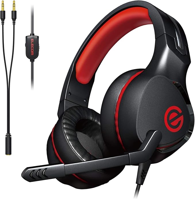 Elecom HS-G01BK PS5/PS4 Switch Lite Gaming Headset with Microphone Wired 0.14 inches (3.5 mm) Controller Included Lightweight Binaural Overhead 2.0 inches (50 mm) Driver 4 Poles Black