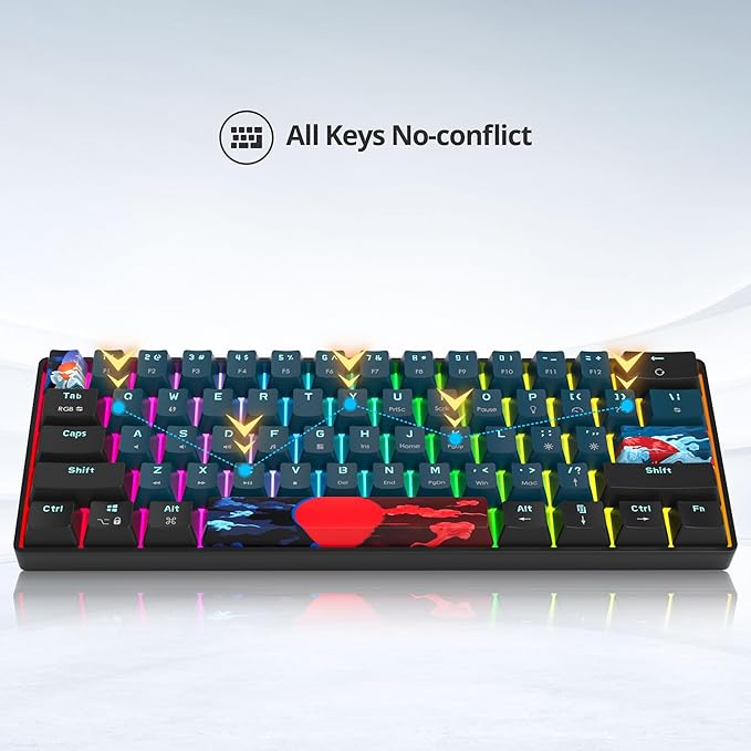 60% Mechanical Keyboard - Compact Gaming Keyboard RGB Backlit 61 Keys Red Switches USB Wired for Windows Mac Laptop PC