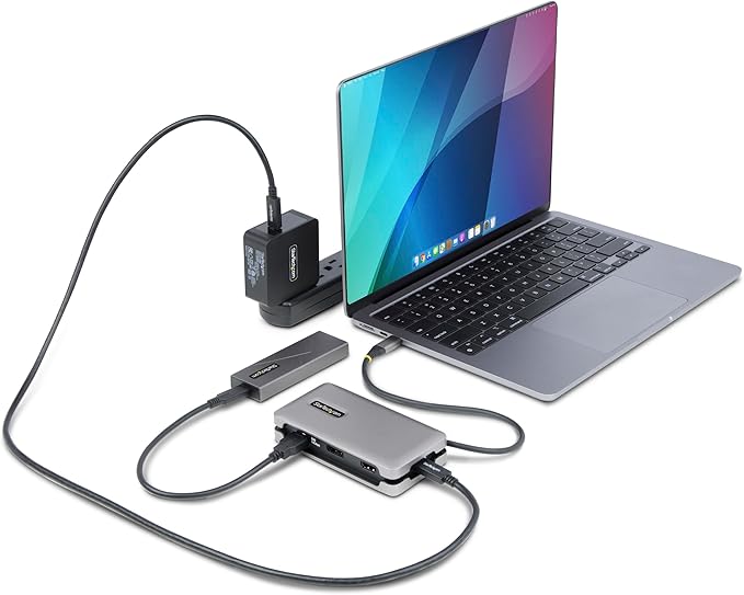 StarTech.com USB-C Docking Station for MacBook Pro M1 M2 M3 M4 and Windows 4K 60Hz HDMI or DP Video USB 10Gbps Hub 100W Laptop Charging GbE 1ft/30cm Cable